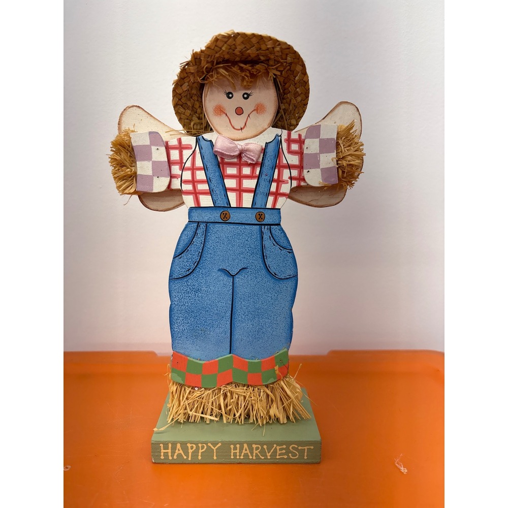 Happy‎ Harvest Scarecrow Wood Decoration Fall Autumn Table Decor